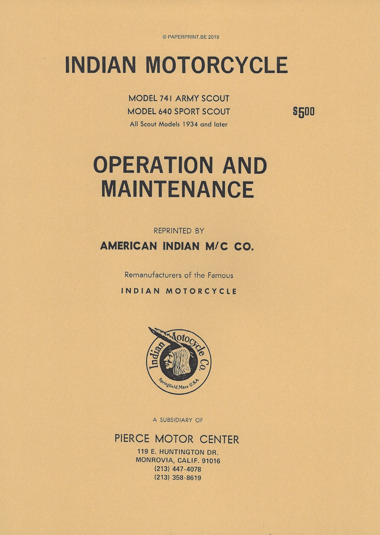 TM 10-1485 US INDIAN 741 AND 640 OPERATION AND MAINTENANCE MANUAL